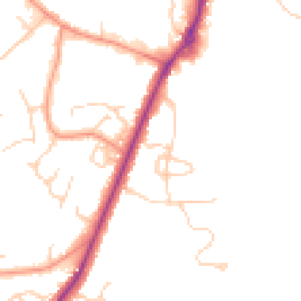 Daytime road noise heatmap for RG41 2NZ