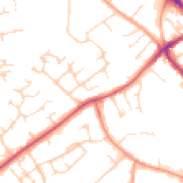 Daytime road noise heatmap for RG41 2TJ