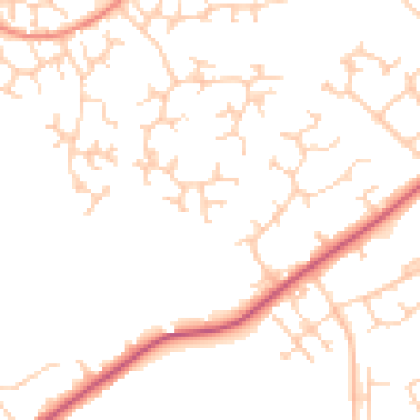 Daytime road noise heatmap for RG41 3HN