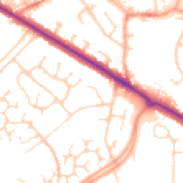 Daytime road noise heatmap for RG41 3HZ