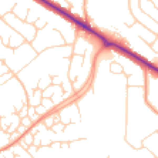 Daytime road noise heatmap for RG41 3XL