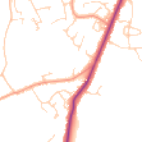Daytime road noise heatmap for RG41 4AB