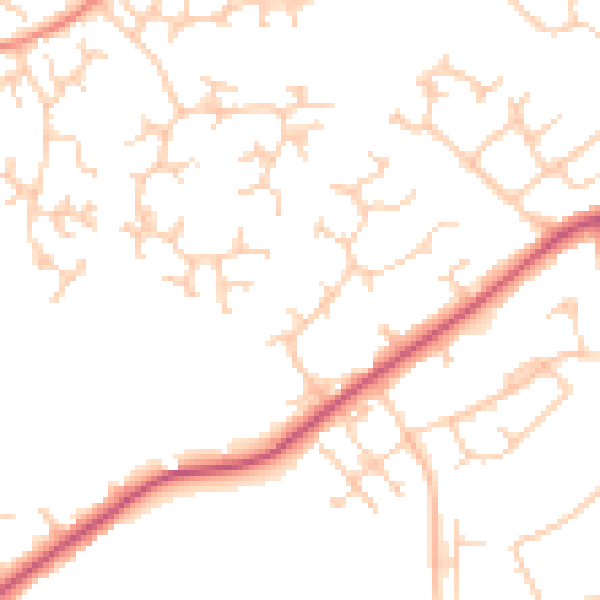 Daytime road noise heatmap for RG41 4BJ