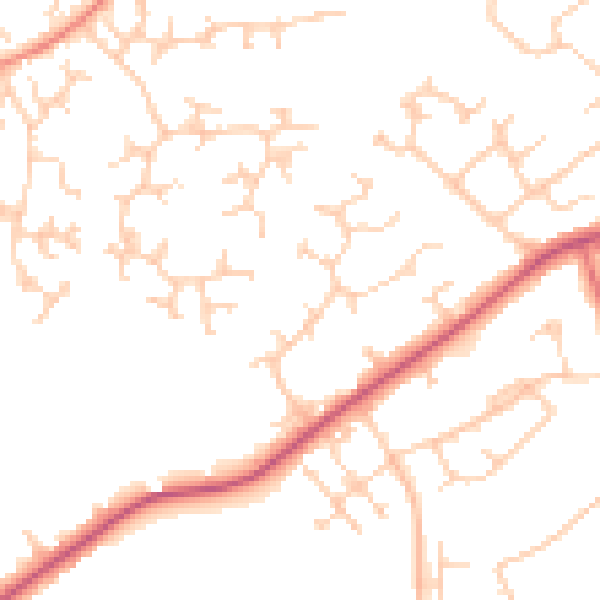 Daytime road noise heatmap for RG41 4BQ