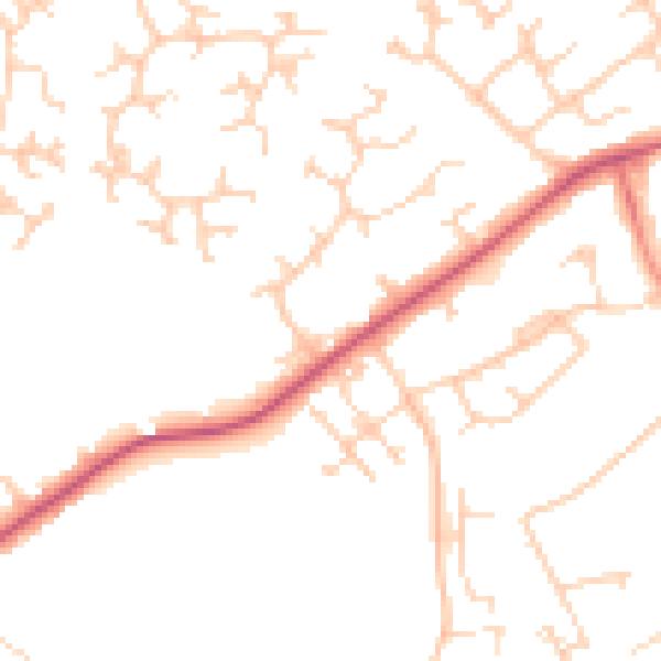 Daytime road noise heatmap for RG41 4BW