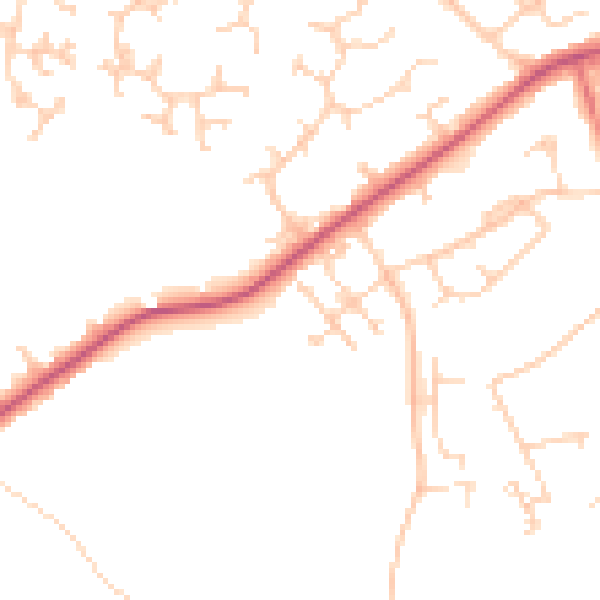 Daytime road noise heatmap for RG41 4EQ