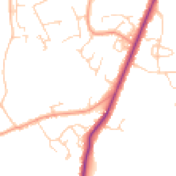 Daytime road noise heatmap for RG41 4ES