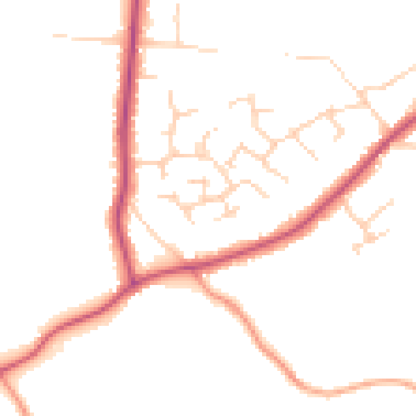 Daytime road noise heatmap for RG41 4UW