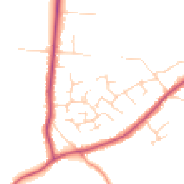 Daytime road noise heatmap for RG41 4UZ