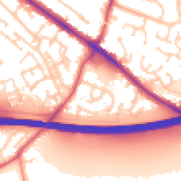 Daytime road noise heatmap for RG41 5AU