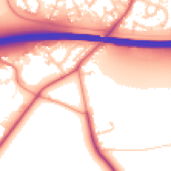 Daytime road noise heatmap for RG41 5BB