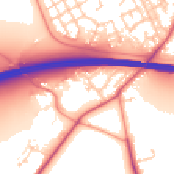 Daytime road noise heatmap for RG41 5BF