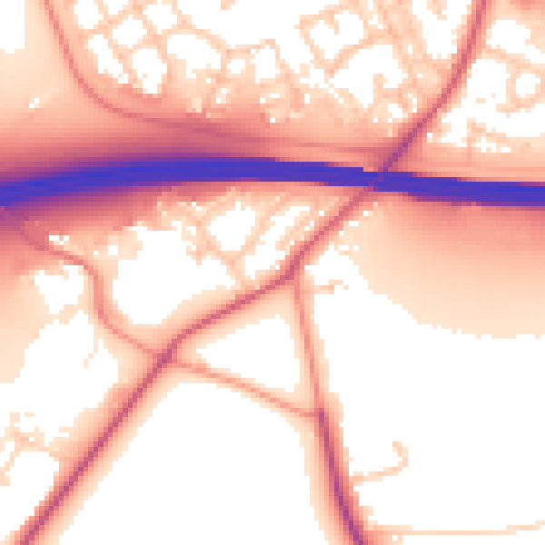 Daytime road noise heatmap for RG41 5BX