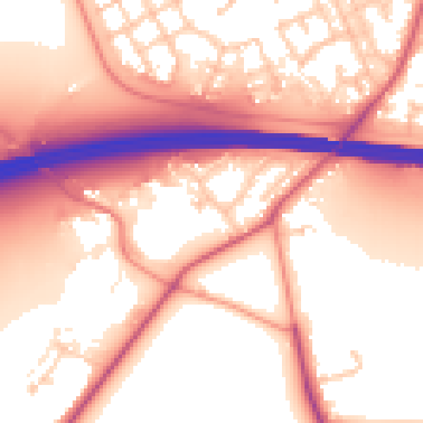 Daytime road noise heatmap for RG41 5BY