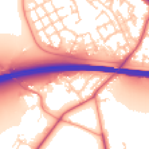 Daytime road noise heatmap for RG41 5BZ