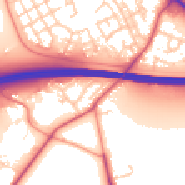 Daytime road noise heatmap for RG41 5DA