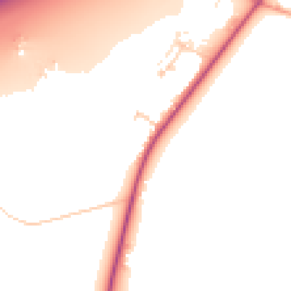 Daytime road noise heatmap for RG41 5DL