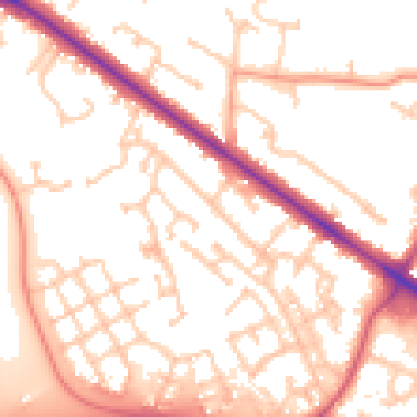Daytime road noise heatmap for RG41 5EU