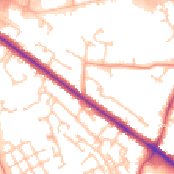 Daytime road noise heatmap for RG41 5HY