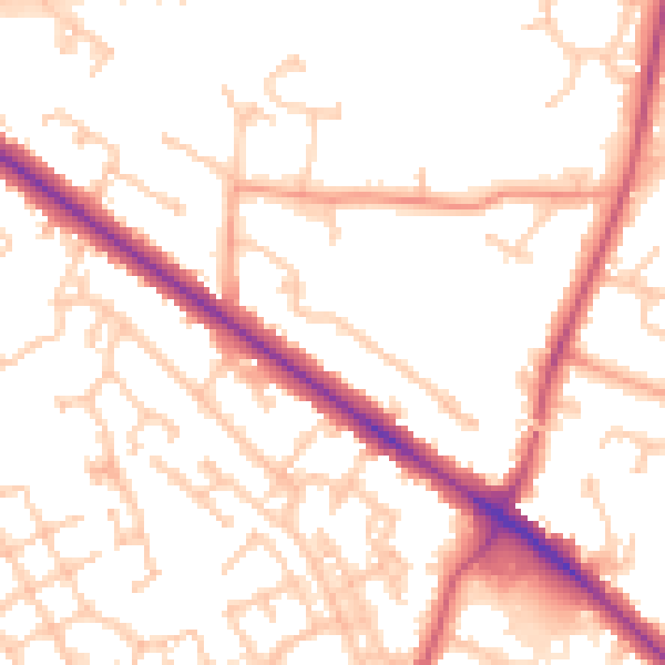 Daytime road noise heatmap for RG41 5JB