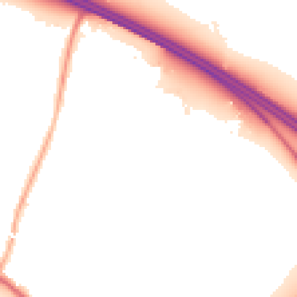 Night-time road noise heatmap for RG41 5JZ