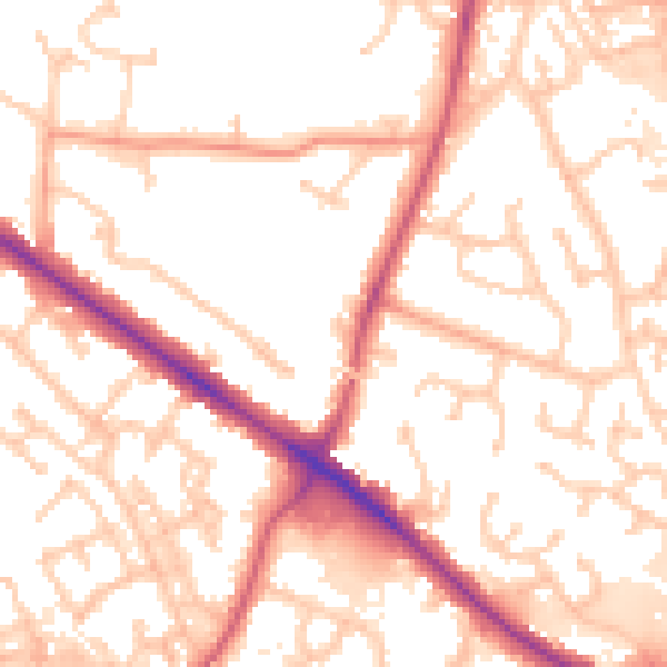 Daytime road noise heatmap for RG41 5NA