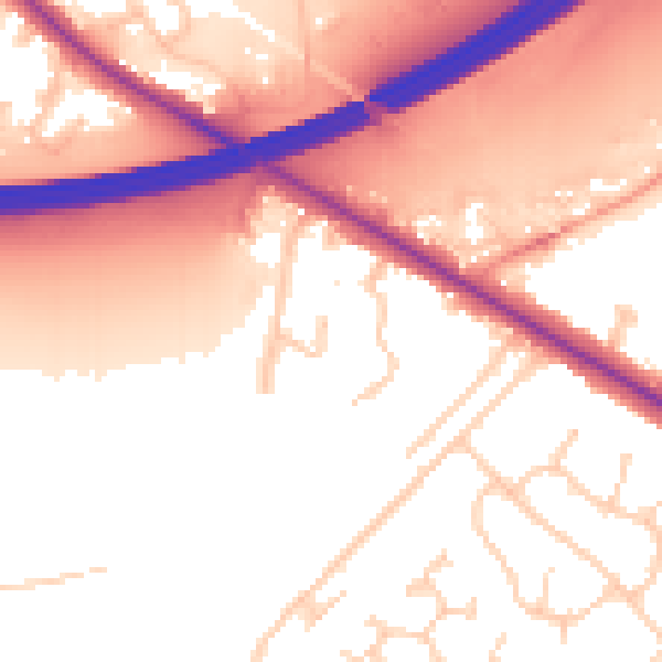 Daytime road noise heatmap for RG41 5PH