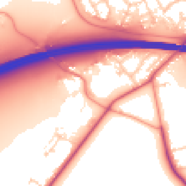 Daytime road noise heatmap for RG41 5PU