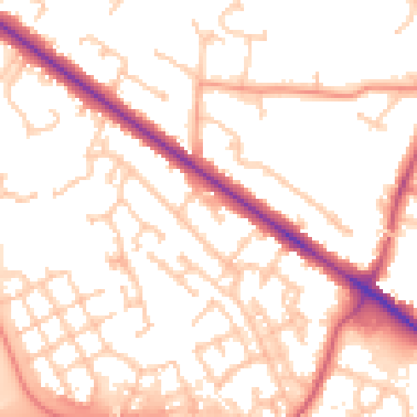 Daytime road noise heatmap for RG41 5QT