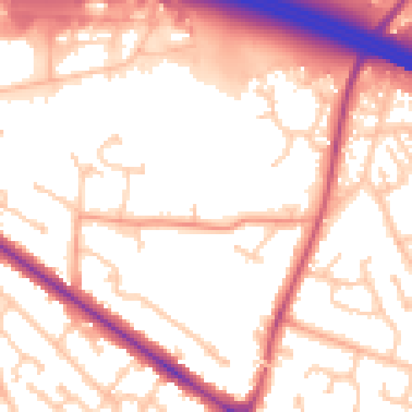Daytime road noise heatmap for RG41 5QY