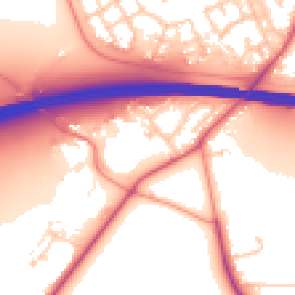 Daytime road noise heatmap for RG41 5RJ