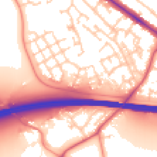 Daytime road noise heatmap for RG41 5SQ