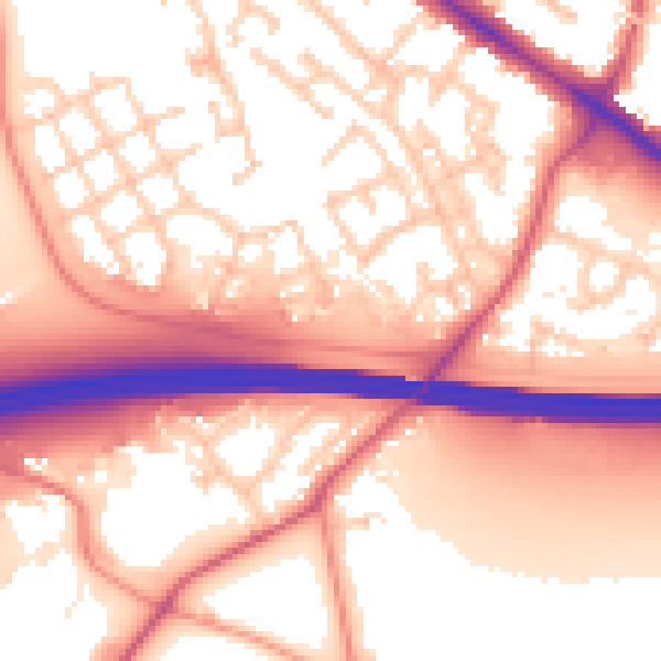 Daytime road noise heatmap for RG41 5UB