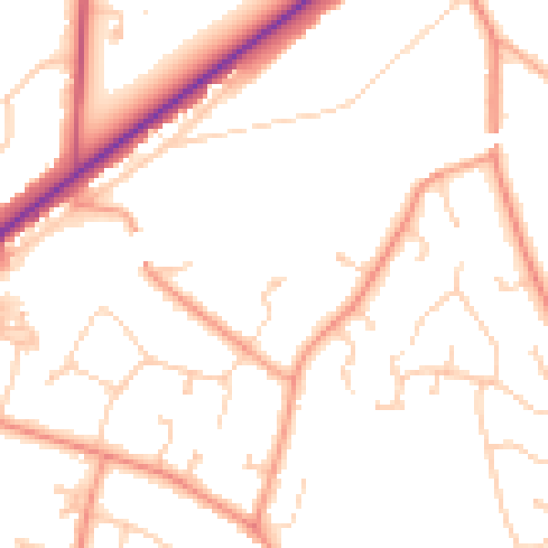 Daytime road noise heatmap for RG5 3AJ