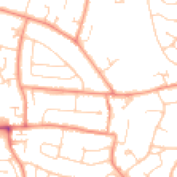 Daytime road noise heatmap for RG5 3BZ