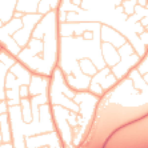 Daytime road noise heatmap for RG5 4EQ