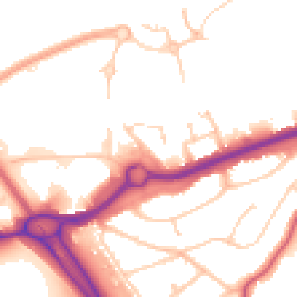 Daytime road noise heatmap for RG6 1AD