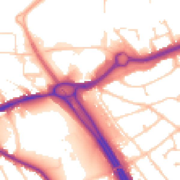 Daytime road noise heatmap for RG6 1AH