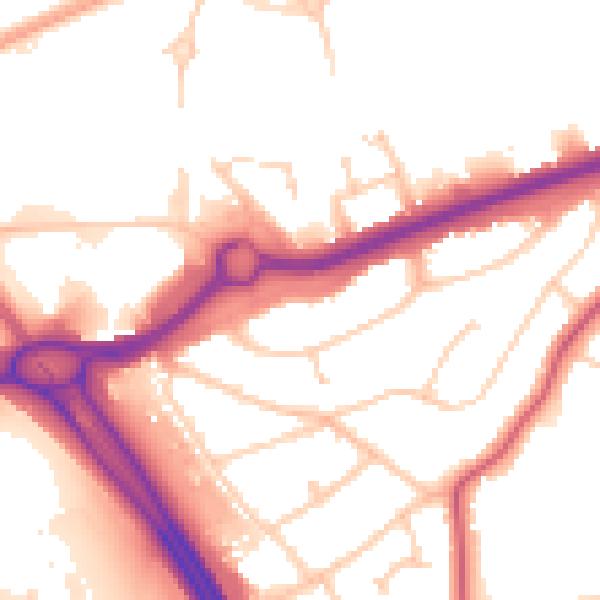 Daytime road noise heatmap for RG6 1AJ