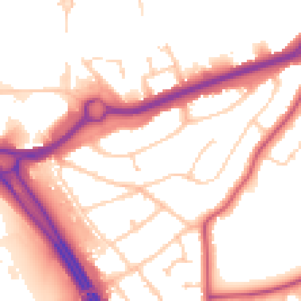 Daytime road noise heatmap for RG6 1AN