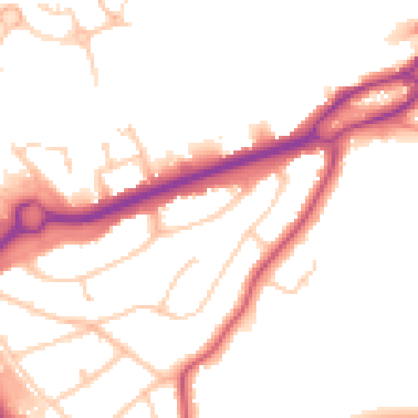 Daytime road noise heatmap for RG6 1AP