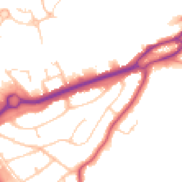 Daytime road noise heatmap for RG6 1AR