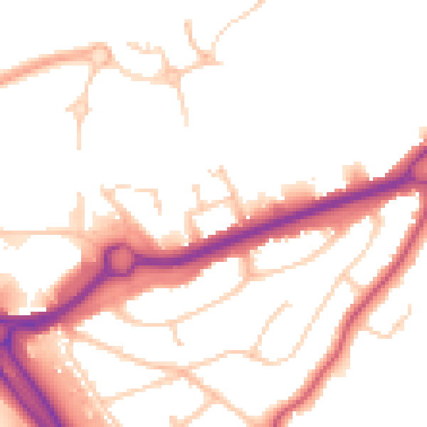 Daytime road noise heatmap for RG6 1AS