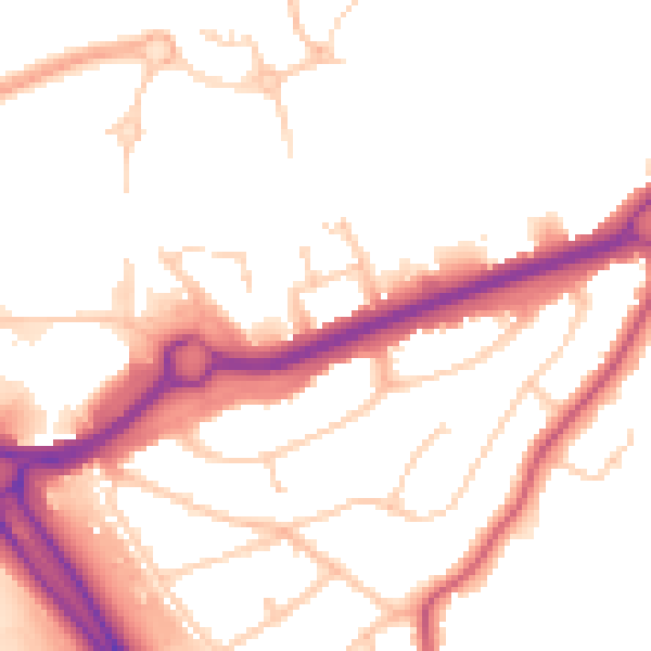 Daytime road noise heatmap for RG6 1AT