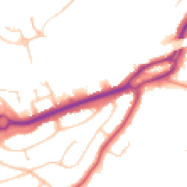 Daytime road noise heatmap for RG6 1AU