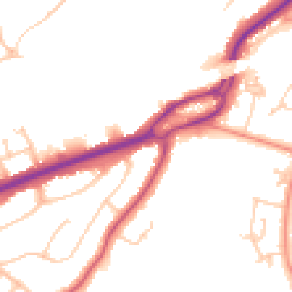 Daytime road noise heatmap for RG6 1BA
