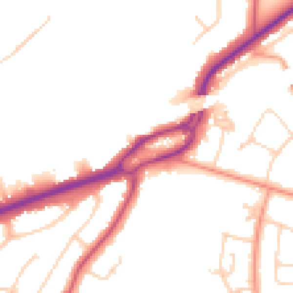 Daytime road noise heatmap for RG6 1BB