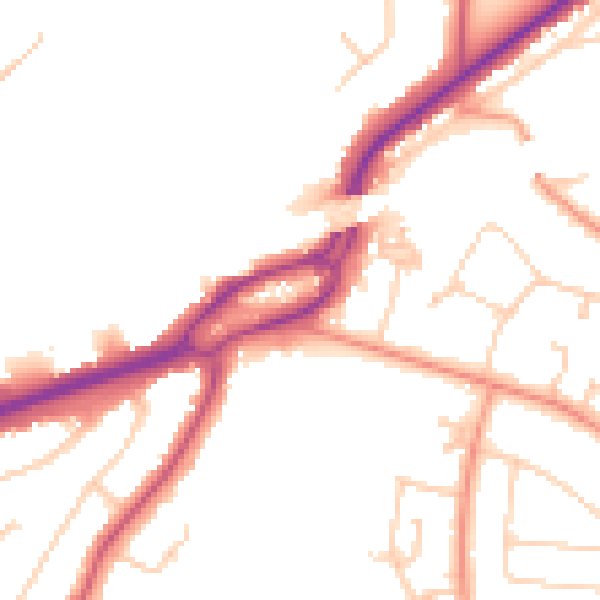 Daytime road noise heatmap for RG6 1BE