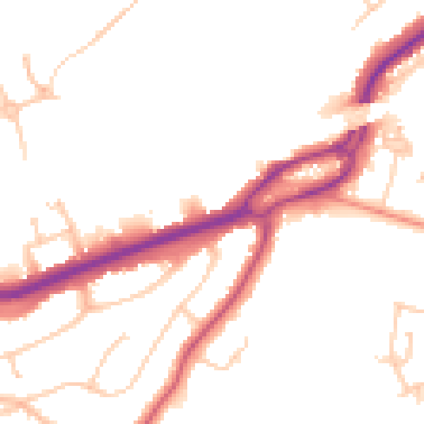 Daytime road noise heatmap for RG6 1BQ