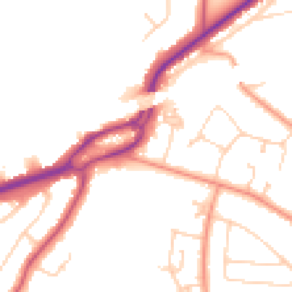 Daytime road noise heatmap for RG6 1BS